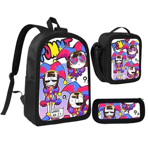 The Amazing Digital Circus Pomni 3 Pcs Backpack Set with Insulated Lunch Bag and Pencil Case for Bookbag Travel Shoulder Bag