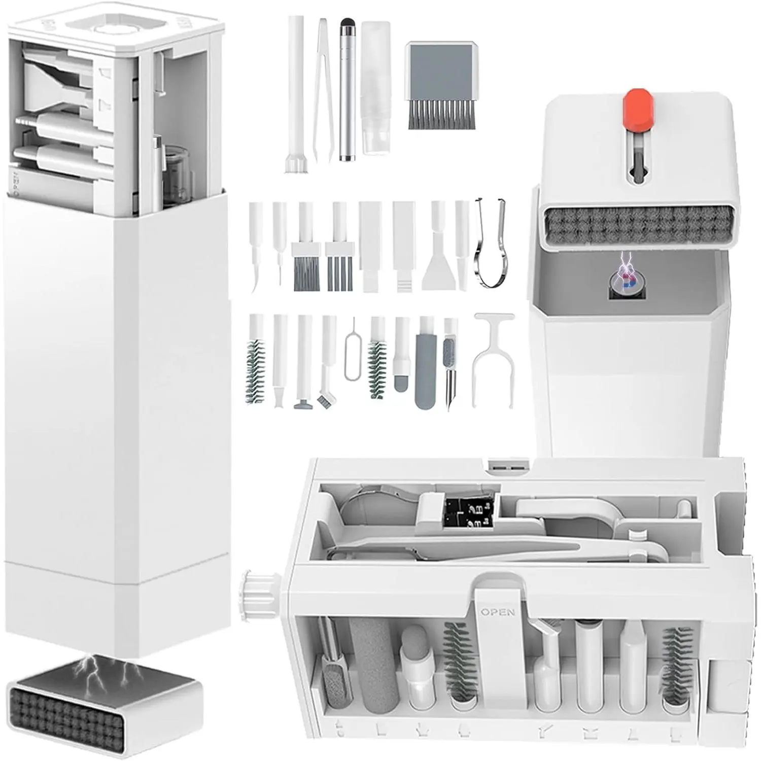 Cell Phone Cleaning Kit,  Cleaning Kit for  Port Cleaner Keyboard Cleaning Kit for Airpods/Android/USB C/Earbuds/Laptop/iPad/Camera Lens with Stylus Pen (White)