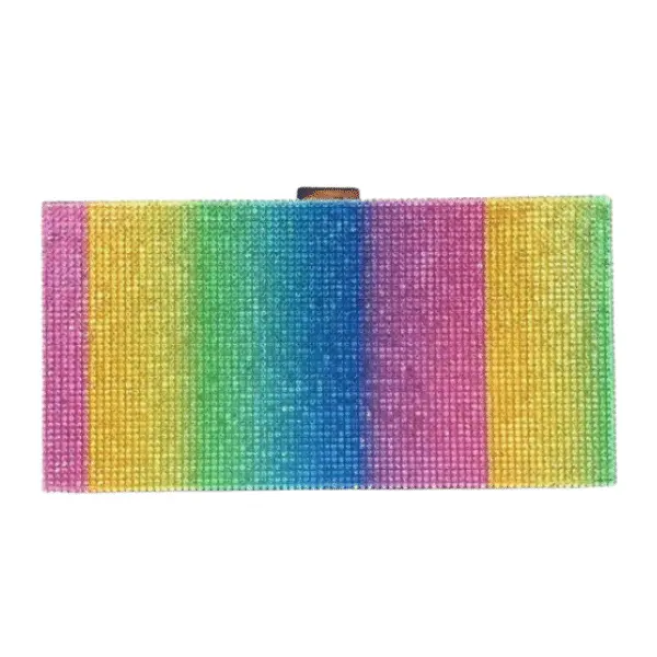 Crystal Rainbow Shiny Evening Clutch - Rainbow Bright