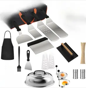 120 Pcs Griddle Accessories Kit for Blackstone - Stainless Steel Griddle Tools with Spatula, Burger Press, and Storage Bag for Outdoor BBQ