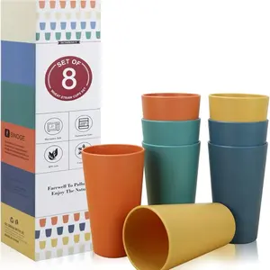 Wheat Straw Cups Alternative to Plastic Cups - Set of 6 Unbreakable Drinking Cup Reusable Dishwasher Safe Water Glasses Cups for Kitchen Tumblers Kitchen Essentials(20 OZ)