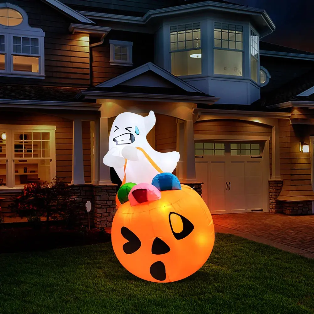 5 FT Tall Halloween Inflatables Outdoor Decorations Inflatable Cute Ghost Hallow