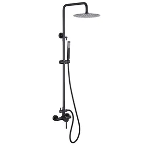 RBROHANT Outdoor Pool Shower Stainless Steel Freestanding Shower System for Backyard, Garden & Poolside with Adjustable Height, Hot & Cold Water, Handheld Spray