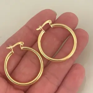 18k Gold Plated Hoop Earrings dangly ear