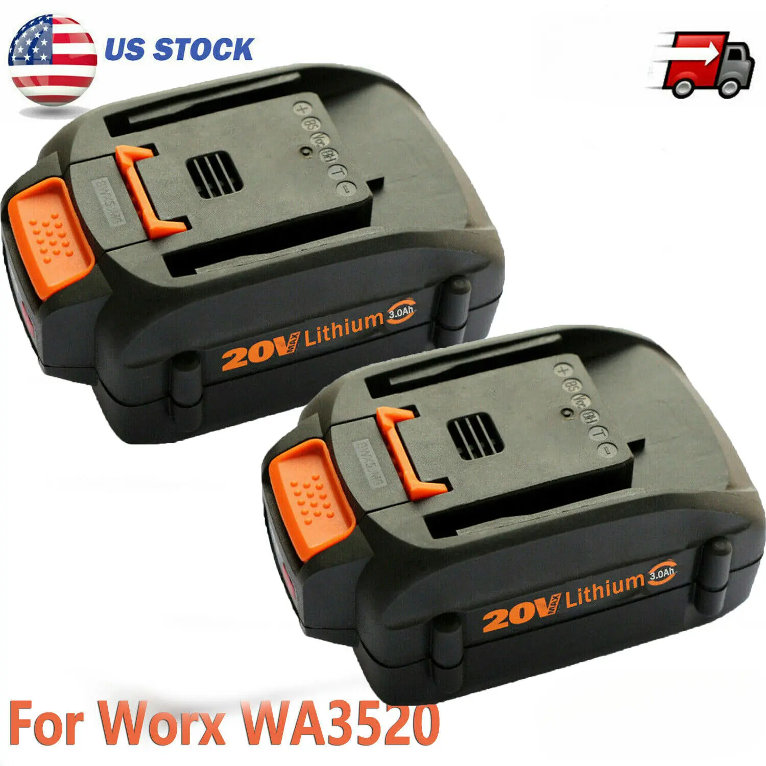 2-Pack High-Efficiency 20V MAX Lithium Power Tool Extend Batteries (3.0Ah) Compatible with WORX WA3520, WA3525, WA3575, WG155