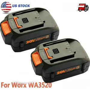 High efficiency 2x New For WORX 20V MAX Extend Battery WA3520 WA3525 WA3575 WG155 3.0Ah Lithi
