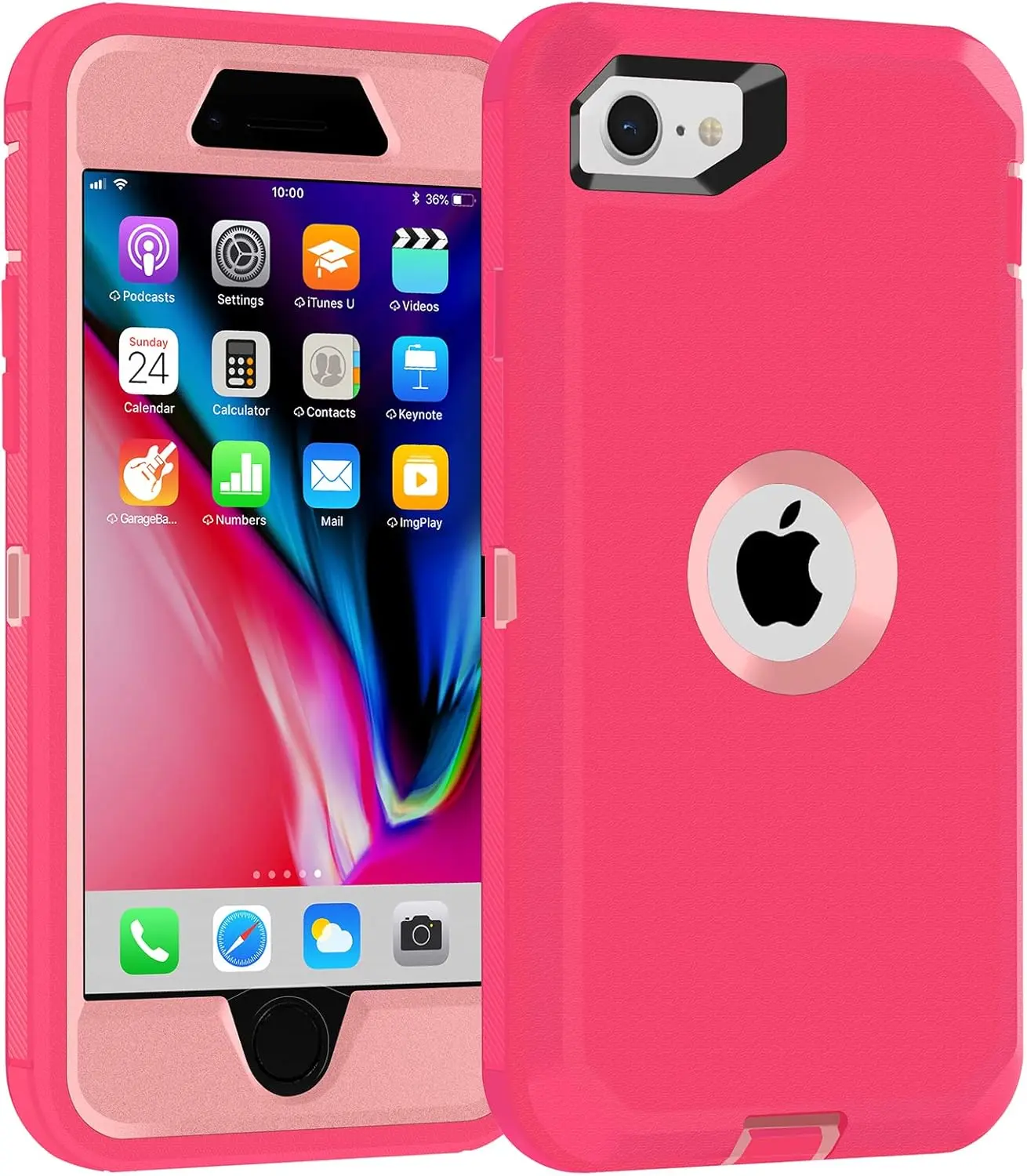 Pink Smartphone Case for iPhone SE 2020/2022 (SE2 4.7-inch) - 3-Layer Structure, Built-in Screen Protector, Shockproof Drop-Proof - Cellphone Handheld Devices Accessories