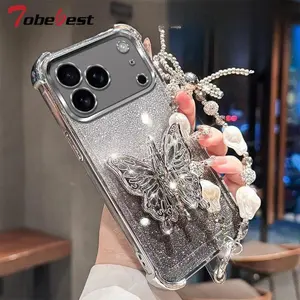 3D Butterfly Holder Bracelet Case for Google Pixel 10 9 9A 8 8A 7 7A Pro XL Glitter Plating Shockproof Cover