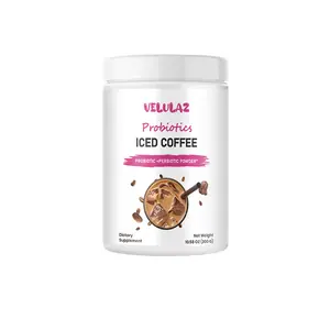 Velulaz Probiotics Iced Coffee - 60 Billion CFU Probiotic & Prebiotic Powder, 15 Servings (300g) pearl Sea Moss Gel and Gummies