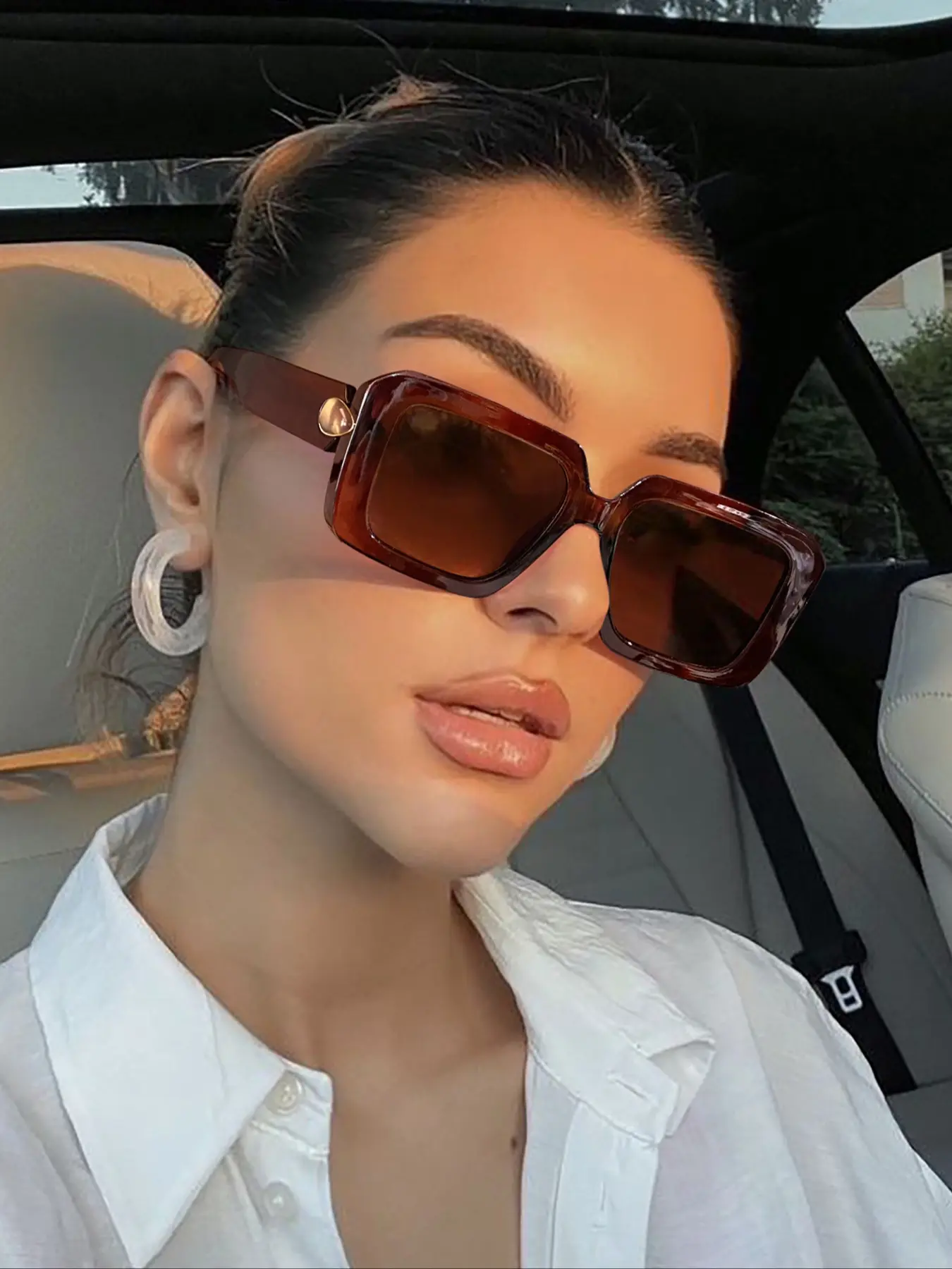 Women's Colorblock Retro Gem Rectangular Vintage Sunglasses, Lightweight Durable UV Protection, Casual Fashion for Outdoor Events & Gifts