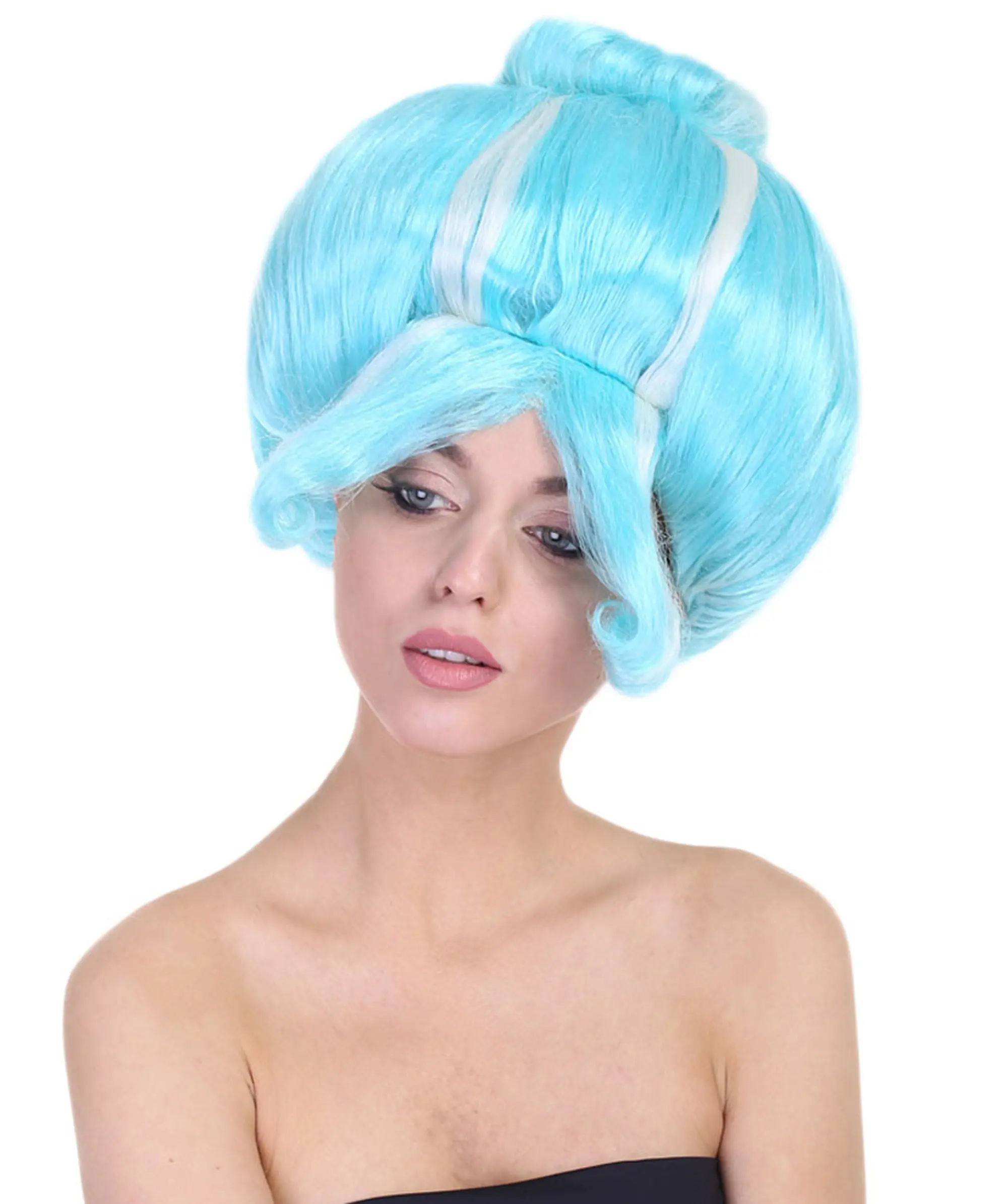 Women’s Troll Grandma Wig in Light Blue Color for Adult, Synthetic Fiber with Breathable Capless Design Perfect for Halloween