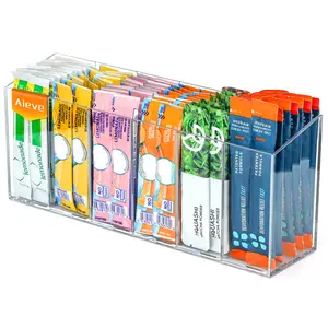 Multi-Purpose 6-Compartment Beverage Station Organizer. Transparent Drink Packet Holder & Tea Caddy with Removable Dividers.Clear Drink Packet Organizer for WaterTok - 6 Compartment Water Flavor Packet Holder with Removable Dividers.