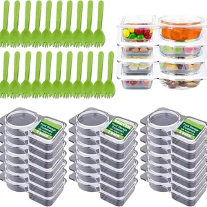 20 Pack 4.5oz 2 Compartment Snack Containers with Lids, Divided Food Trays for Lunch, Meal Prep, Dips, Sauces, Kids School Lunches