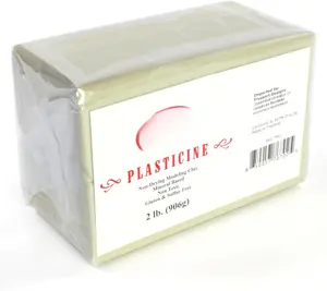 and Non-Drying Oil-Based Plasticine Modeling Clay, Cream, 2 Pounds, Sulfur-Free & ,  for , Beginners, and Artists,  for Arts and Crafts Projects