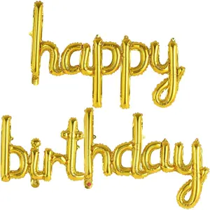 Happy Birthday Balloons Banner, Foil Letters Balloons, Personalized Name Signs for Women Men Boys Girls Birthday Party Decorations, Small