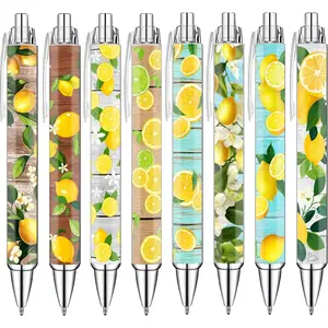 Lemon Pens Set - Fun Citrus-Themed Pens for Girls, Students, and Stationery Lovers - Smooth Writing Ballpoint Pens for School, Journaling, or Gifts - Bright and Cheery Design, 8 Pack