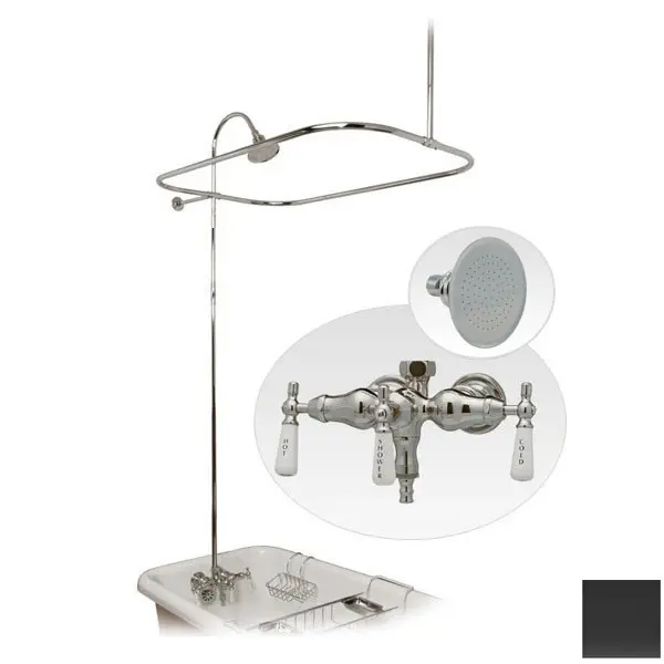 60-Inch Oil Rubbed Bronze Wall Mount Clawfoot Tub Shower Enclosure Set Kit, Solid Brass Drip-Free Shower Faucet Set with Wall Mounted Watering Can Showerhead