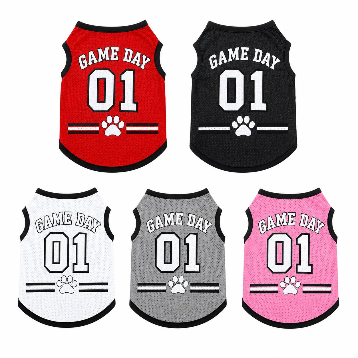 Game Day 01 Dog & Cat Jersey | Breathable Mesh Pet Jersey | Football Sports Vest for Small Medium Large Pets