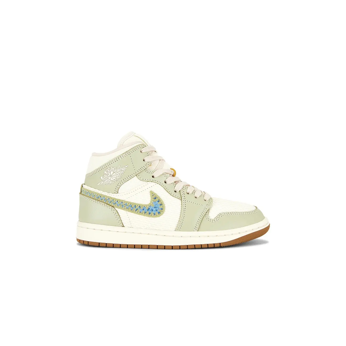 Jordan Air Jordan 1 Mid SE Sneaker in Olive Aura, Pearl White & Lawn