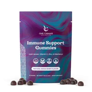 Immune Support Gummies – Halal Certified, Vegan | With Vitamin C, Zinc, Elderberry, Quercetin & Rutin | Antioxidant & Wellness Support for Adults & Kids | 60 Gummies