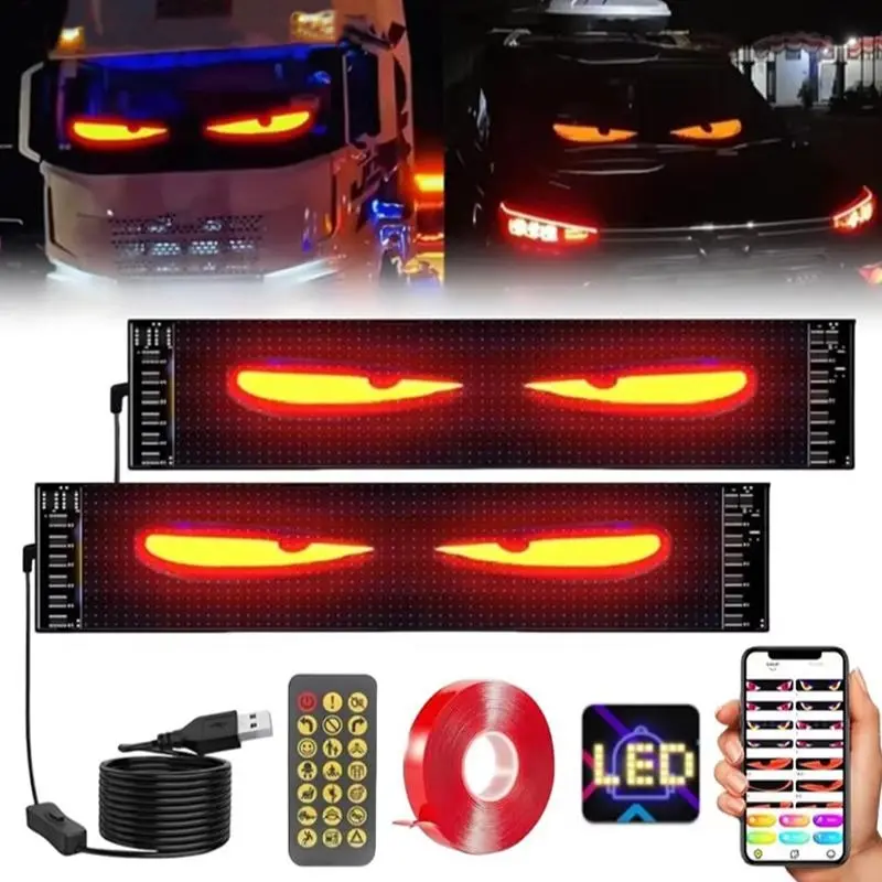Demon Eye Soft Screen Editable Car LED Flexible Screen, Portable APP Remote Control, Dynamic USB Vehicle Truck Car Sticker, Sticker for Cars, Car Decorations, Automotive Decoration