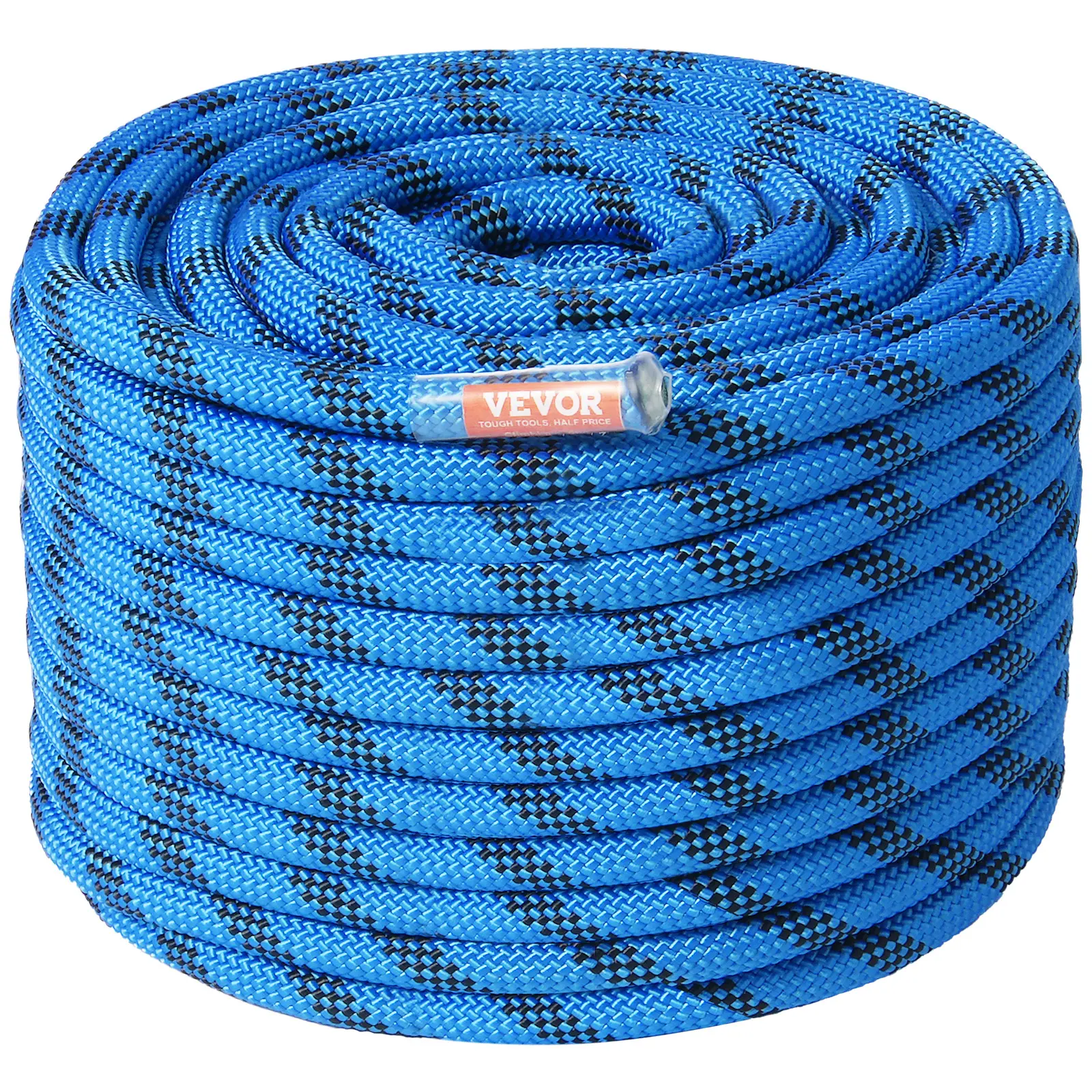 【summerfinds】VEVOR 12.7mm Static Climbing Rope, 60.9M(200ft) Outdoor Rock Climbing Rope 30KN Breaking Tension, Fiber Rope with Steel Snap Hooks for Escape, Rappelling, Fire Rescue, Blue
