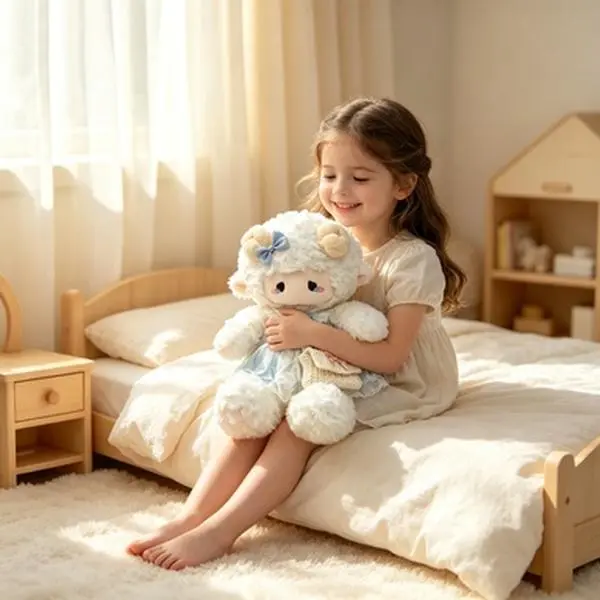 Cute Sheep Plush Doll, Soft Fluffy Lamb Stuffed Animal, Kawaii Plush Toy for Kids Bedroom Decor, Perfect Gift