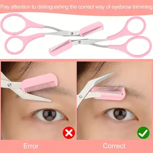 2-piece Eyebrow Trimmer Set, Curved Eyebrow Shaver And Scissors With Comb, Non Slip Stainless Steel Facial Hair Removal Tool, Professional Eyebrow Shaped Beard Shaving Set, Men's And Women's Beauty Accessories Makeup Cosmetic