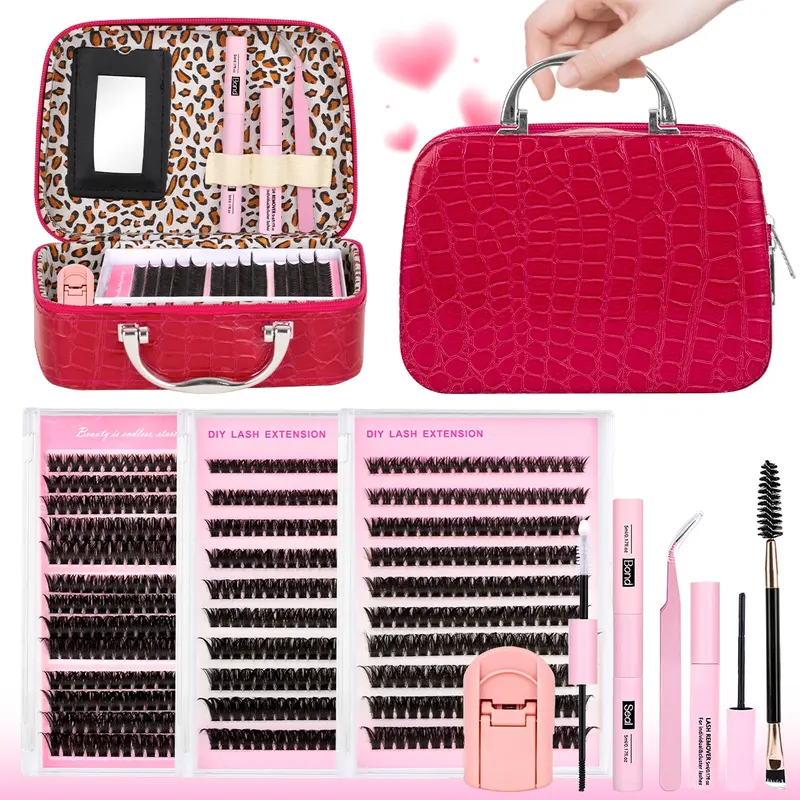 3 Styles 60D/80D/ 100D Lash Clusters Kit Eyelash Clusters Extensions with Everything You Need for Beginners and Proficient, DIY at Home Easily Extension Soft comfortable Easy Apply Dense with Bond &Seal &Remove & weezers &Brush &Eyelash Curler Eyelash Set