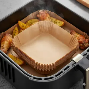 Biodegradable Non-Stick Air Fryer Baking Sheets for All Models Air Fryer Accessories - Square Oven-Safe Parchment Paper for Easy Clean Cooking, Oil-Proof Liners to Maintain Basket Cleanliness and Enhance Frying & Baking Efficiency