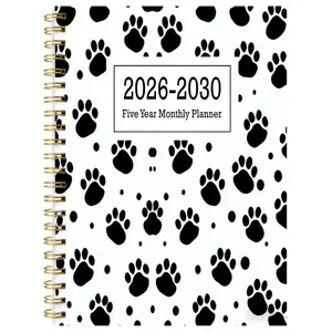 2026-2030 Monthly Planner/Calendar - January 2026 to December 2030, 5-Year Monthly Planner, Dog Paw Print Themed Cover Design Notebook, Yearly Calendar Planning, Monthly Tabs, 60-Month Calendar, 5.5 x 8.3 inches, 71 Sheets/142 Pages Thick Paper, Elastic