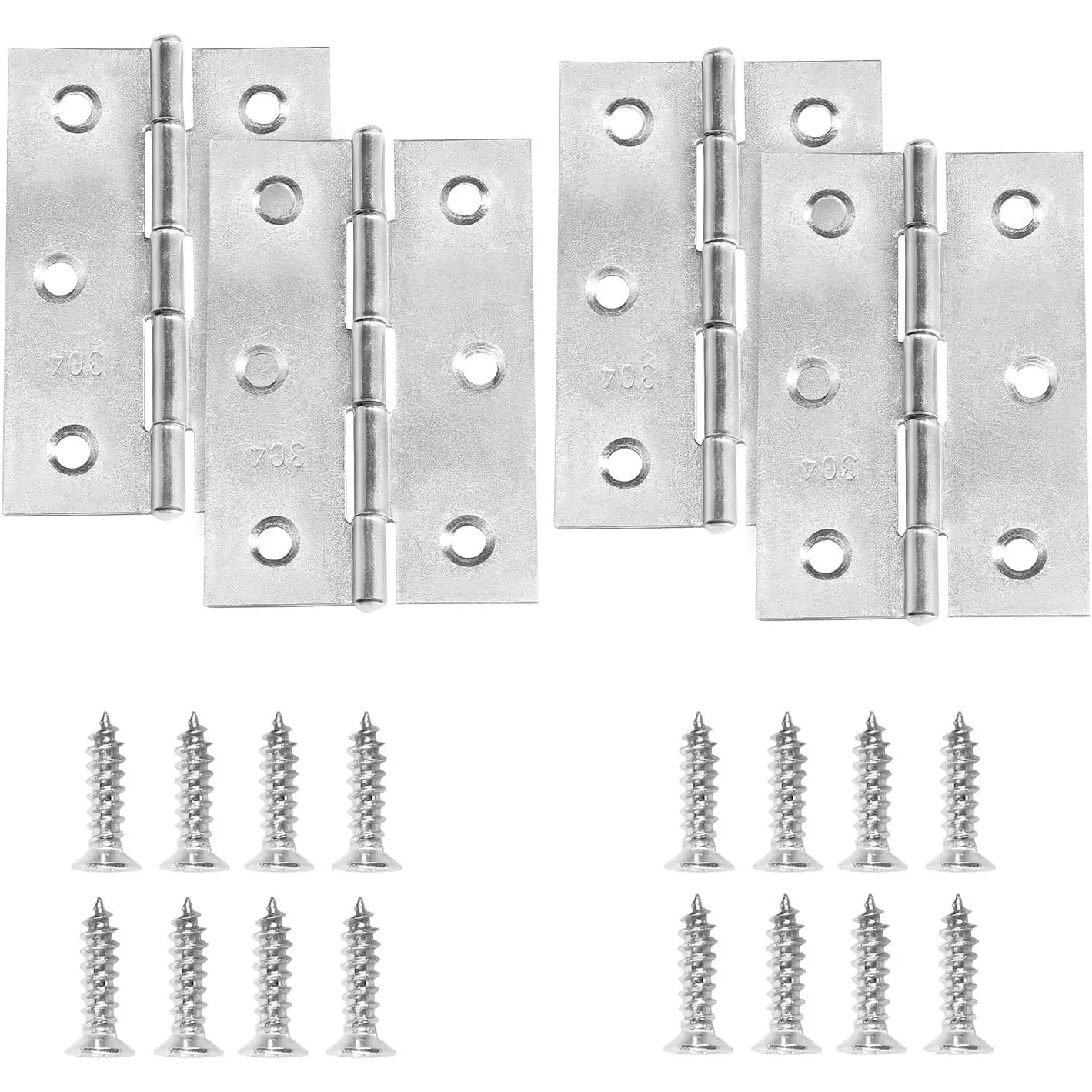 3" Door Hinge,  12 count Stainless Steel  Hinges,  Window Hinges, Interior and Outdoor Hinge with Screws, 75 x 49 x 1.05mm