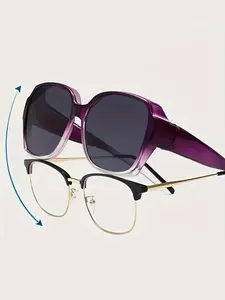 Square Frame Eyeglasses Fit Over Glasses, Trendy Casual UV Protection Sunglasses, Fashionable Frames Sunglasses, Fashion Accessories for Outdoor Activities