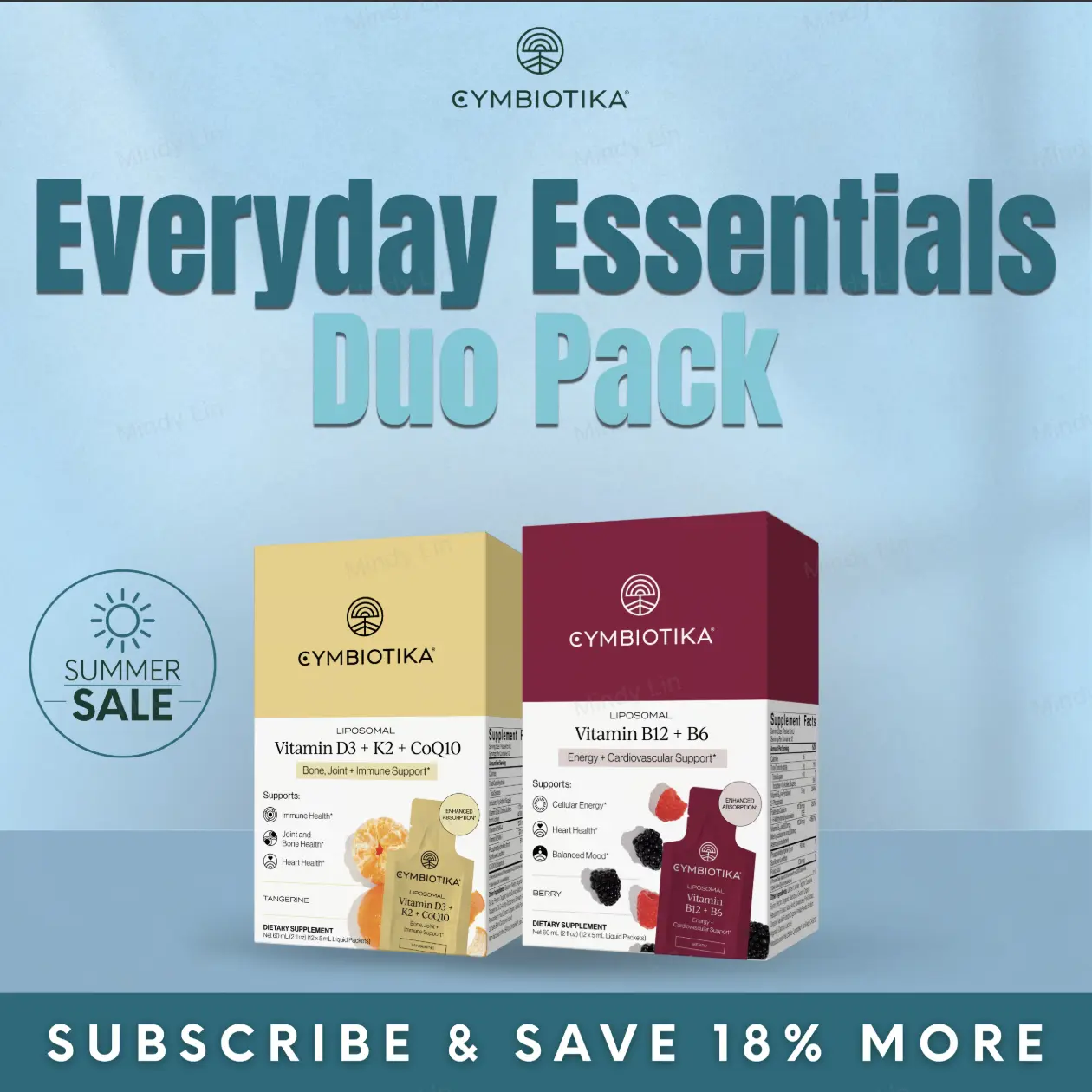 Everyday Essentials Duo Pack | 12*2 Packets | Liposomal B12 + B6 & Vitamin D3 + K2 + CoQ10 | Energy, Immunity & Bone Health | Methylated B Vitamins & Plant-Based D3 with Dual-Form K2
