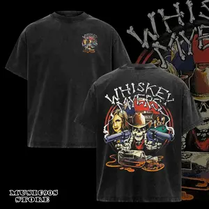 Whiskey Myers Skeleton Cowboy Revolvers Southern Rock Black Shirt, Rock Band Shirt, Gift for band fans, Men's and women's round neck cotton casual T-shirt, Beautiful graphic T-shirt Top Womenswear Breathable Everyday
