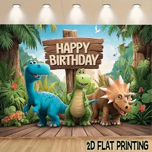 2D Flat Banners 1pc Dinosaur themed happy birthday party  Theme designfor parties, events and home decor, perfect for living rooms