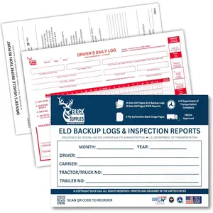 Backup Driver Log Books for Truck Drivers with Detailed Driver Vehicle Inspection Report & Daily Recap, 15 Sets of Forms Per Book, 2-Ply Carbonless, 5.5" x 8.5", FMCSA Compliant, Easy Tear-Out