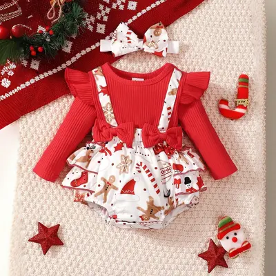 white christmas dresses Red Check Christmas Tree Bishop Smocked Dress Set main image 1