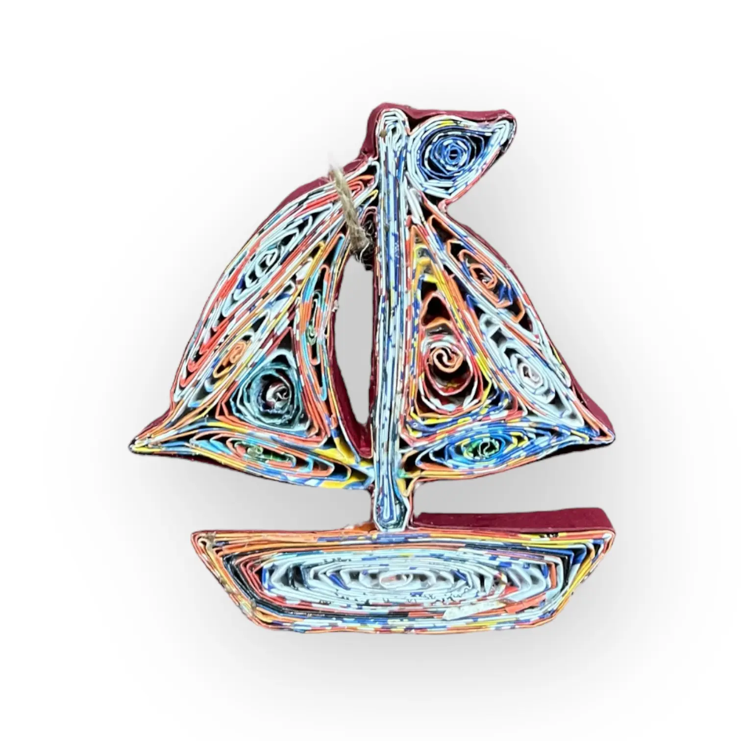 Recycled Magazine, Eco-friendly, handmade, quilling Boat Ornament