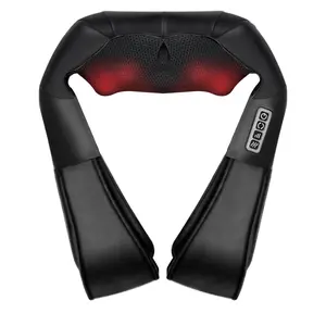 Shiatsu Massager with Heat for Neck Back Shoulder & Leg, Deep Kneading Electric Pillow, Ergonomic Design, Body Muscle Pain Relief, Home, Office, and Car Use Black