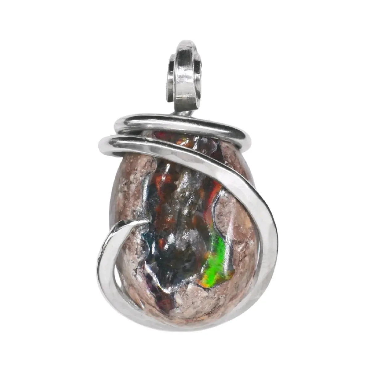 Mexican Fire Opal Handmade Stone Pendant Wrapped in Silver