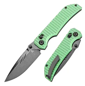 Tenable Eaglestrike Cross Bar Lock Folding Knife Anodized Aluminum with Diamond Pattern Handle Blackwash Nitro-V Blade