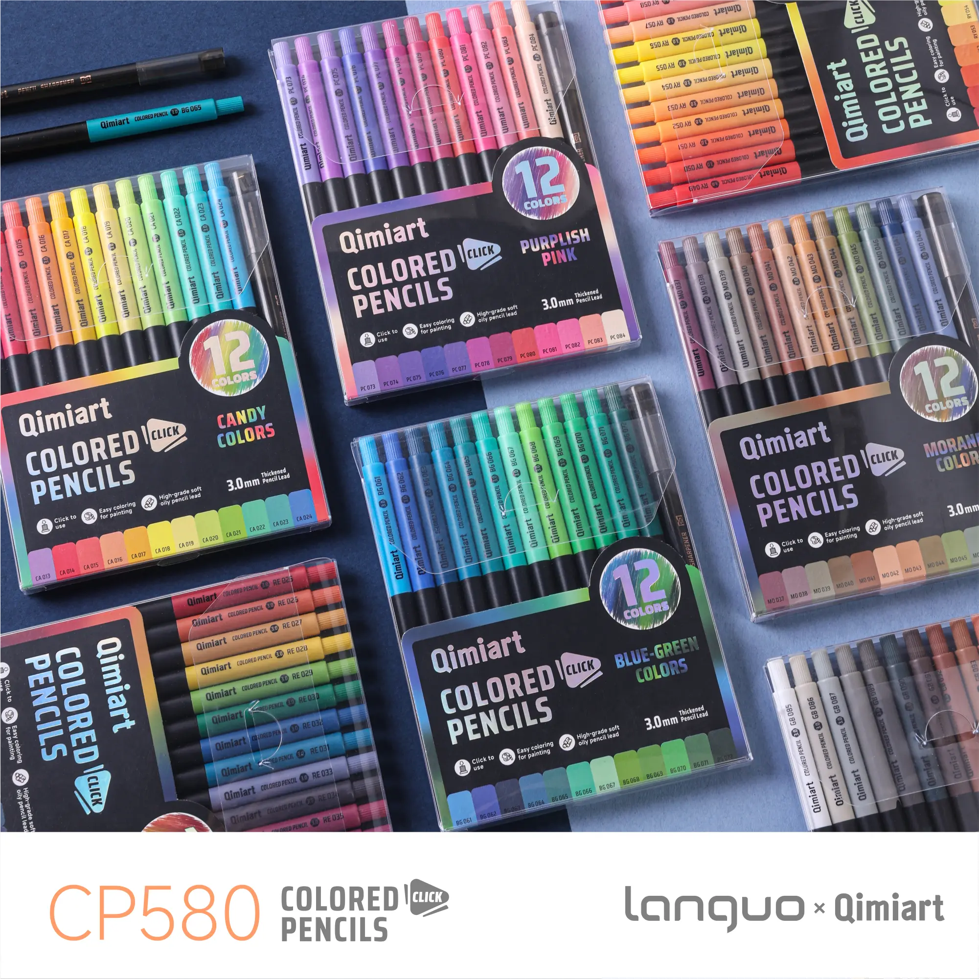 Languo Viral Click Colored Pencil Set - 3.0mm Buttery Soft Core Retractable Pencils with Sharpener, Soft Oily Lead, Candy/Pastel/Vintage 96-Color Master Kit, Large Capacity Aesthetic Art Supplies for Artists & Art Creation colorful precision pen
