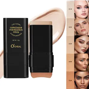 5 Shades Waterproof Concealer Stick with Applicator Brush - Full Coverage Hide Acne Scars, Lightweight Travel-Friendly for All Skin Types medium  coverage  concealer