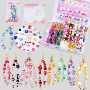 865 Pcs Bead Keychain Kit DIY Bead Keychain Making Kit Bag Charm Kit with Acrylic Heart Flower Alphabet Beads Key Chain Supplies for Jewelry Making