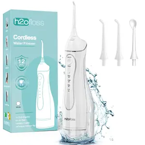 h2ofloss Water Dental Flosser Teeth Pick: Portable Cordless Oral Irrigator 300ML Rechargeable Travel Irrigation Cleaner IPX7 Waterproof Electric Flossing Machine for Teeth Cleaning C102B
