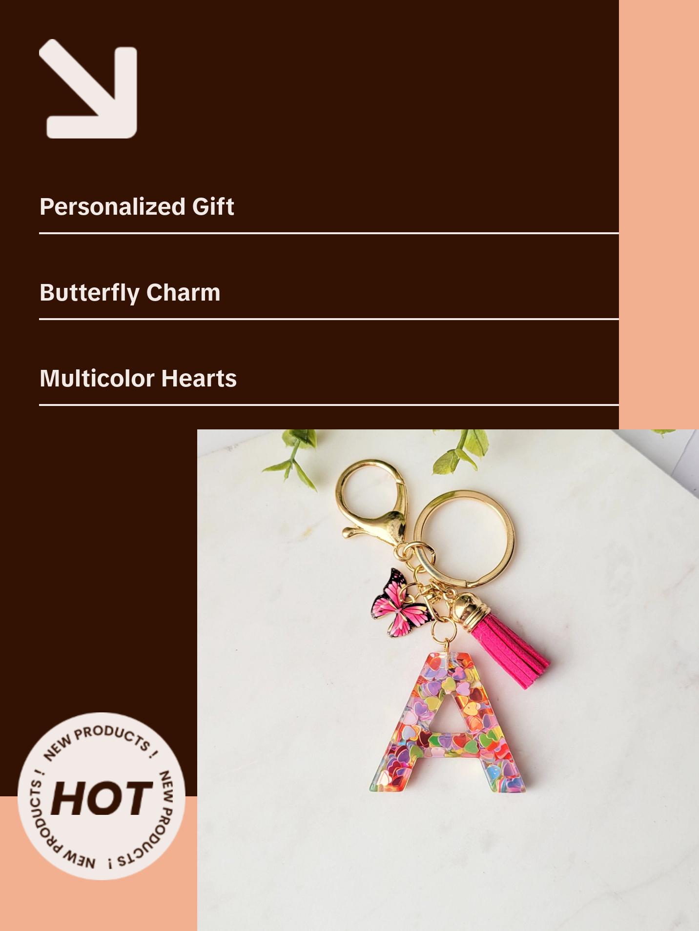 Pink Initial Letter Keychain