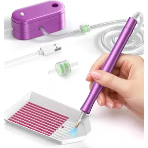 Electric  Painting Pen   Vacuum Art Tools, Art Painting Accessories and Tools Without Wax,  Kits with Storage Tray, Quiet and Long-Lasting (Purple