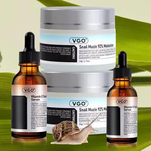 VGO Vitamin C Face Serum Hydrating with Snail Mucin Hyaluronic Acid Vitamin E for Dullness Radiance Balanced Tone Complexion Firming Essence Moisturizing Dark Spot Corrector Skin Repair