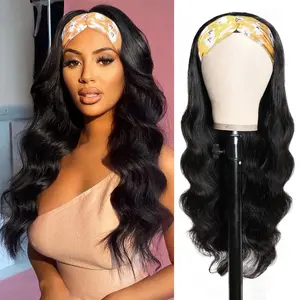 Body Wave Headband Human Hair Wig Full Machine Made Human Hair Wig Ready To Wear Headband Body Wave Remy Human Hair Wigs for Women 180% Density